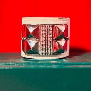 Rebecca Minkoff Studded Pave White Leather Cuff/Bracelet * NWT * RARE *